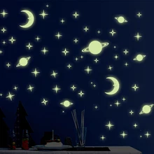 Настенные украшения, светящийся Звездный светильник, флуоресцентная наклейка, 3D трехмерные наклейки на стену, на крыше спальни, буквы Метеор