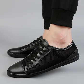 

NORTHMARCH Summer Breathable Mesh Shoes Mens Casual Genuine Leather Lace Up Soft Comfortable Sneakers Men Zapatillas Hombres