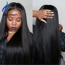 ALICROWN 130-180 Density Silky Straight Full Lace Human Hair Wigs Bleached Knots Lace Wigs Brazilian Virgin Hair Lace Front Wig