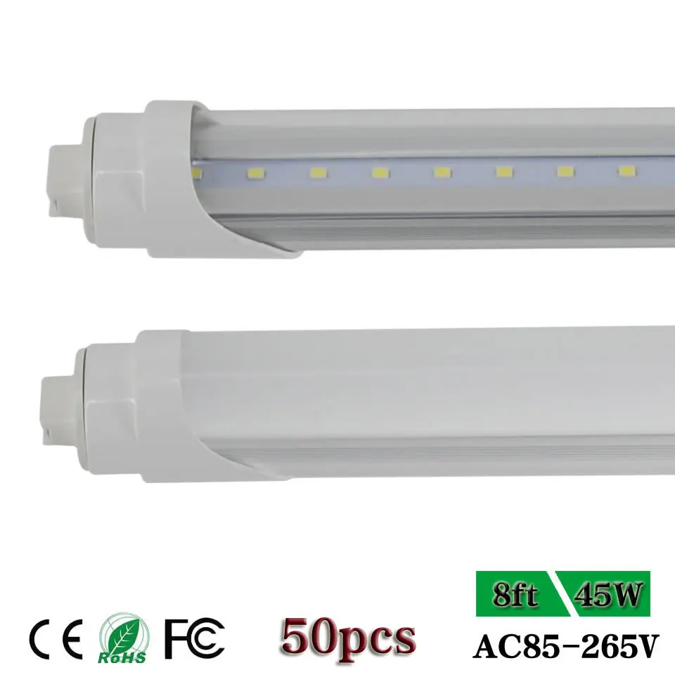 Prix CNSUNWAY 2.4 m LED lumière Tubes SMD2835 F96 T8 8ft 2400mm Led Tube Lumières 45 w Remplacer Ampoule Fluorescente LED Lampe AC85 265V 50 pcs