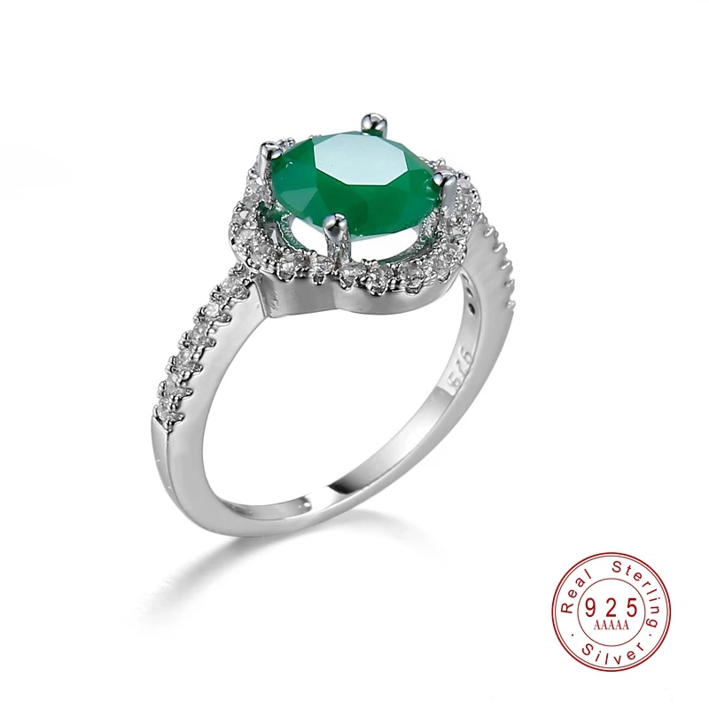 Синий/зеленый/шампань круглый кристалл обручальное кольцо для женщин Мода стерлингового серебра 925 Обручальное CZ украшения для пальцев