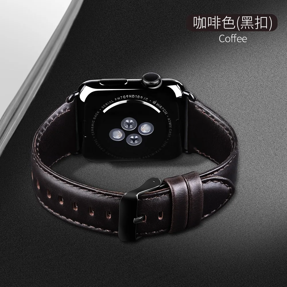 Ремешок из натуральной кожи для Apple Watch Band 44/42 мм 40/38 браслет воловьей iWatch Series 1 2 3 4 5