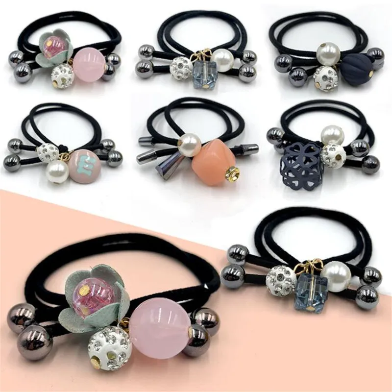 

2020 New Fashion Flower Scrunchie Women Girls Elastic Hair Rubber Bands Accessories For Girls Lady Tie Hair Rope Ring Headdress
