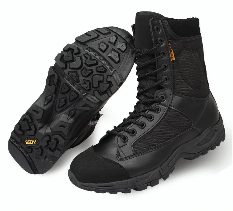 Мужские зимние тактические ботинки из натуральной кожи на шнуровке; Цвет Черный; армейские ботильоны; защитная обувь для пустыни; мужские армейские ботинки унисекс