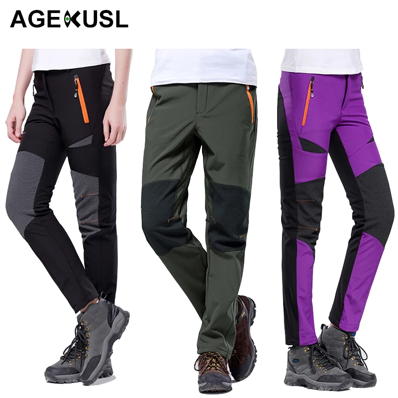 

AGEKUSL Winter Men Women Hiking Pants Waterproof Thermal Sports Trousers MTB Bike Bicycle Pants Windproof Warm Fleece Pant 2018