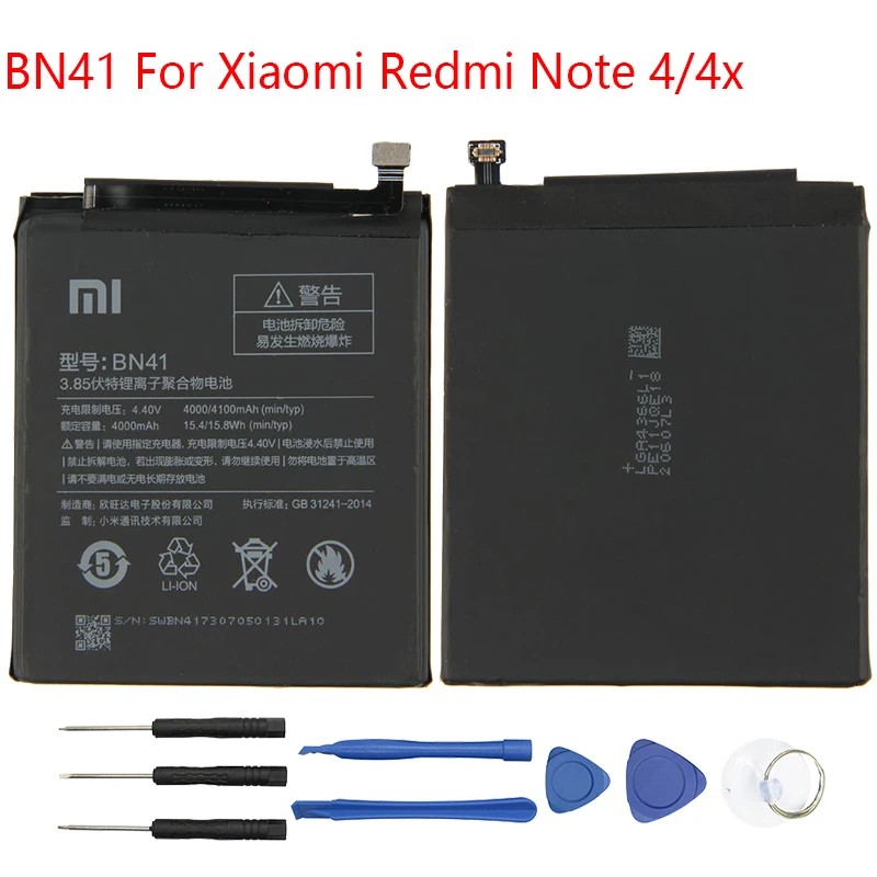 BN41 телефон батарея для Xiaomi Redmi Note 4 4X 4000 мАч внутренний литиевый Замена батареи