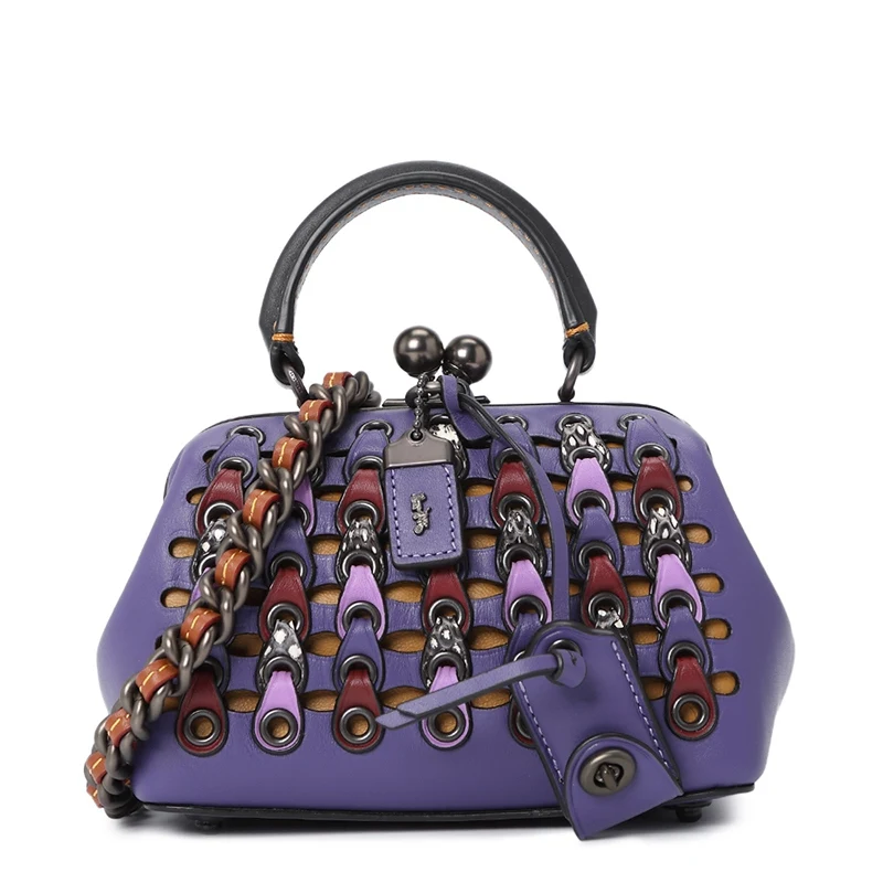 Кожаная сумка через плечо Kiss Lock 21699 - Цвет: purple21699BPVIL