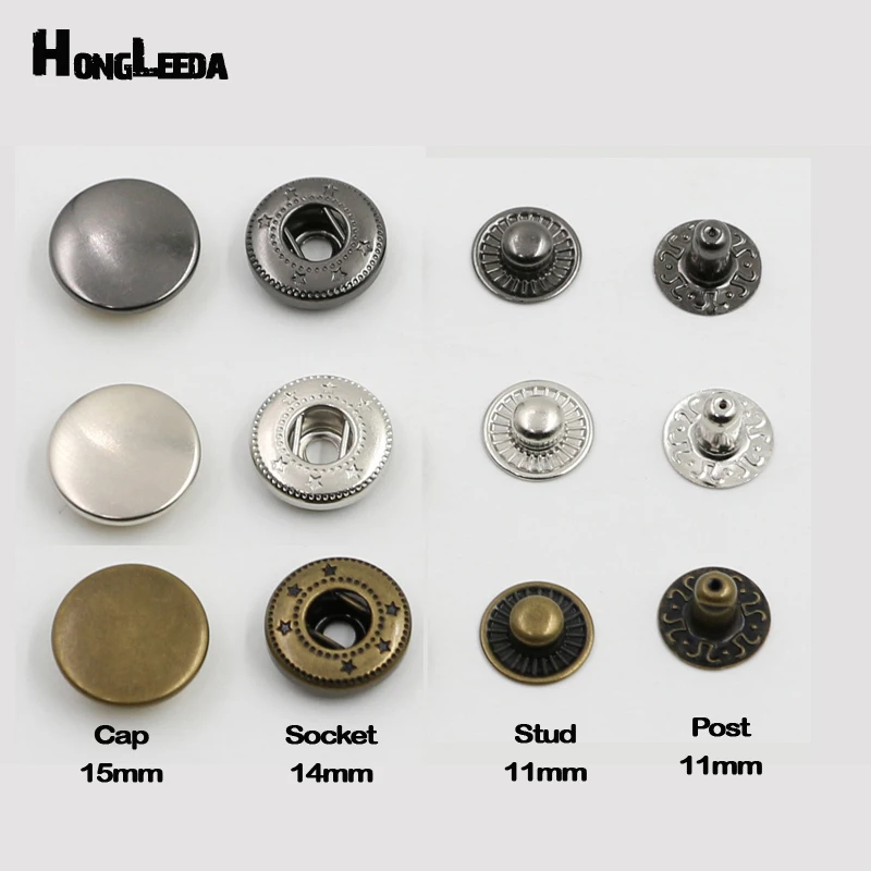 Wholesale100setslot15mm484831fourpartbrassmetalbuttonspring