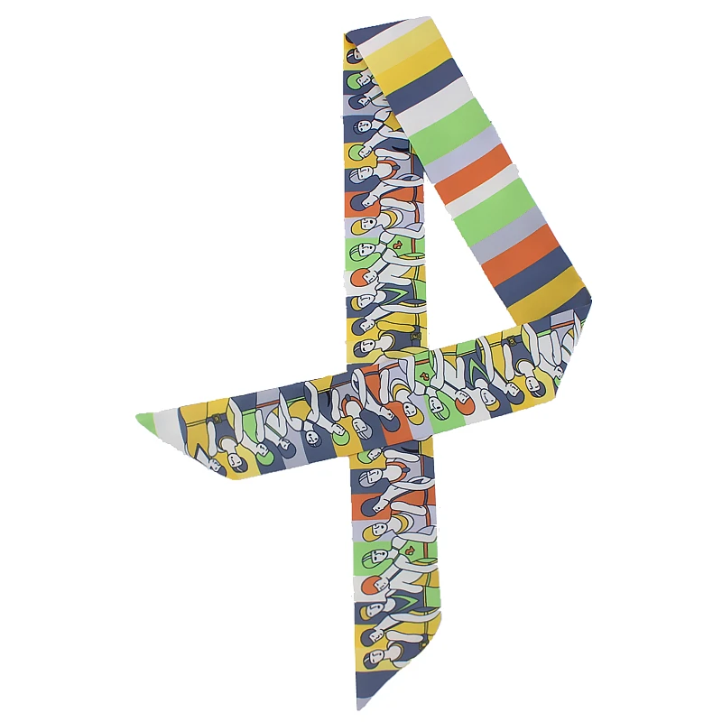 

Long Skinny Scarf Silk Ribbon Scarfs Women Designer Striped Print Female Hair Scarves Neck Tie Lady Head Band
