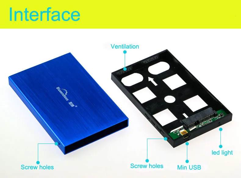 2," SATA USB 2,0 футляр для внешнего накопителя hdd caddy универсальный hdd коробка четыре цвета высокоскоростной жесткий диск, SSD, корпус алюминиевый sata для usb hdd 2,5