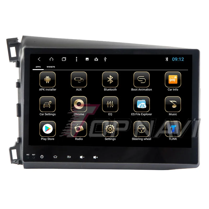 Vehicle PC for Honda CIVIC 2012 2013 2014 10.1'' Topnavi Android 8.1 Rom 32GB Ram 2G Big Screen Plug&Play Video wifi Players MP3