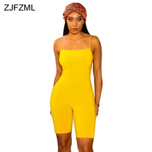 ZJFZML плюс размер сексуальный Ромпер Для слинга Женский Спагетти ремень с открытой спиной цельнокройный комбинезон летний сплошной без рукавов короткий комбинезон
