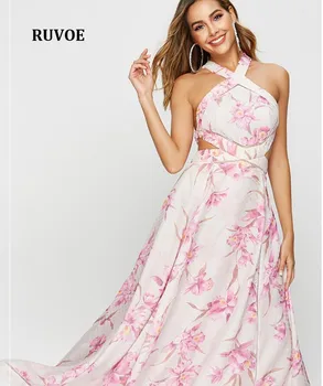 

New Womens dress Summer Boho Maxi Long Dress Evening Sexy Party Beach Dresses Sundress Floral Halter robe femme Summer vestido