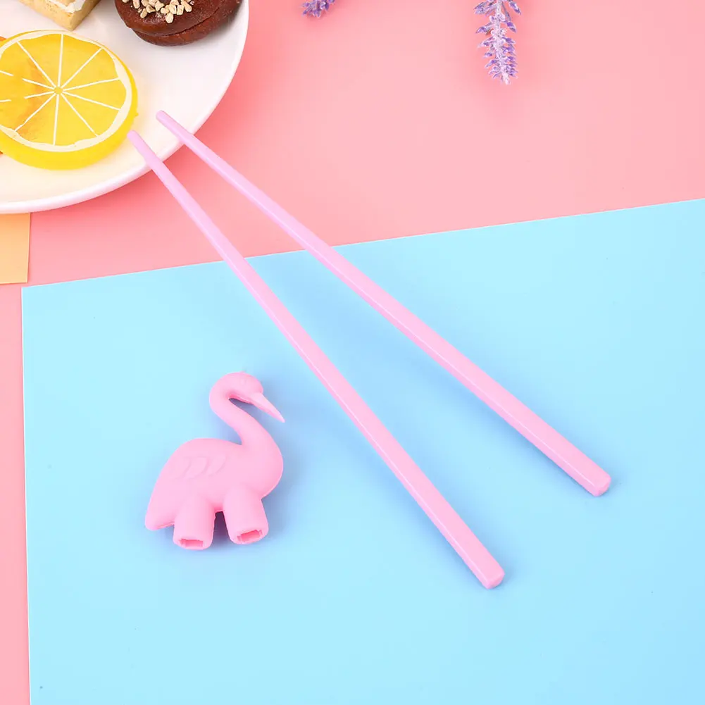 1 пара Детские палочки для еды мультфильм Фламинго стиль начинающих обучение потребление пищи помощник инструмент китайский Чоп палочки обучающий