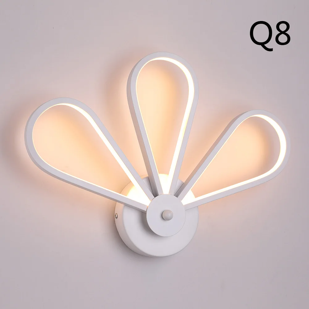 Светодиодный настенный светильник в скандинавском стиле, светодиодный настенный светильник для спальни, настенный светильник для гостиной, домашние лампы, теплый белый светильник, холодный белый светильник - Цвет абажура: Q-8