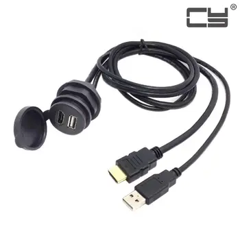 

Combo USB 2.0 & HDTV HDMI 1.4 Male to Female Extension Cable Cord with Waterproofable Mount Shell 100cm