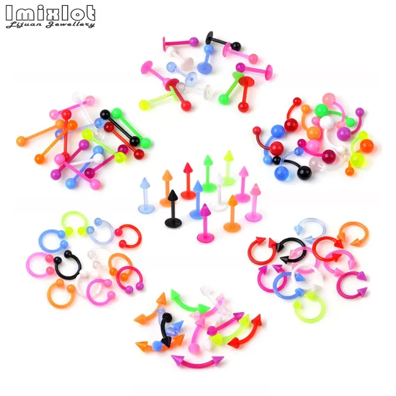 

10Pcs/lot Fashion Invisible Nose Rings Lip Labret Piercing Barbell Tongue Ring Belly Ring Eyebrow Tragus Solid Body Jewelry