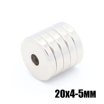 

20pcs 20x4 mm Hole 5mm N35 Super Strong Permanet Round Neodymium Countersunk Ring Magnet Rare EarMagnets 20X4-5