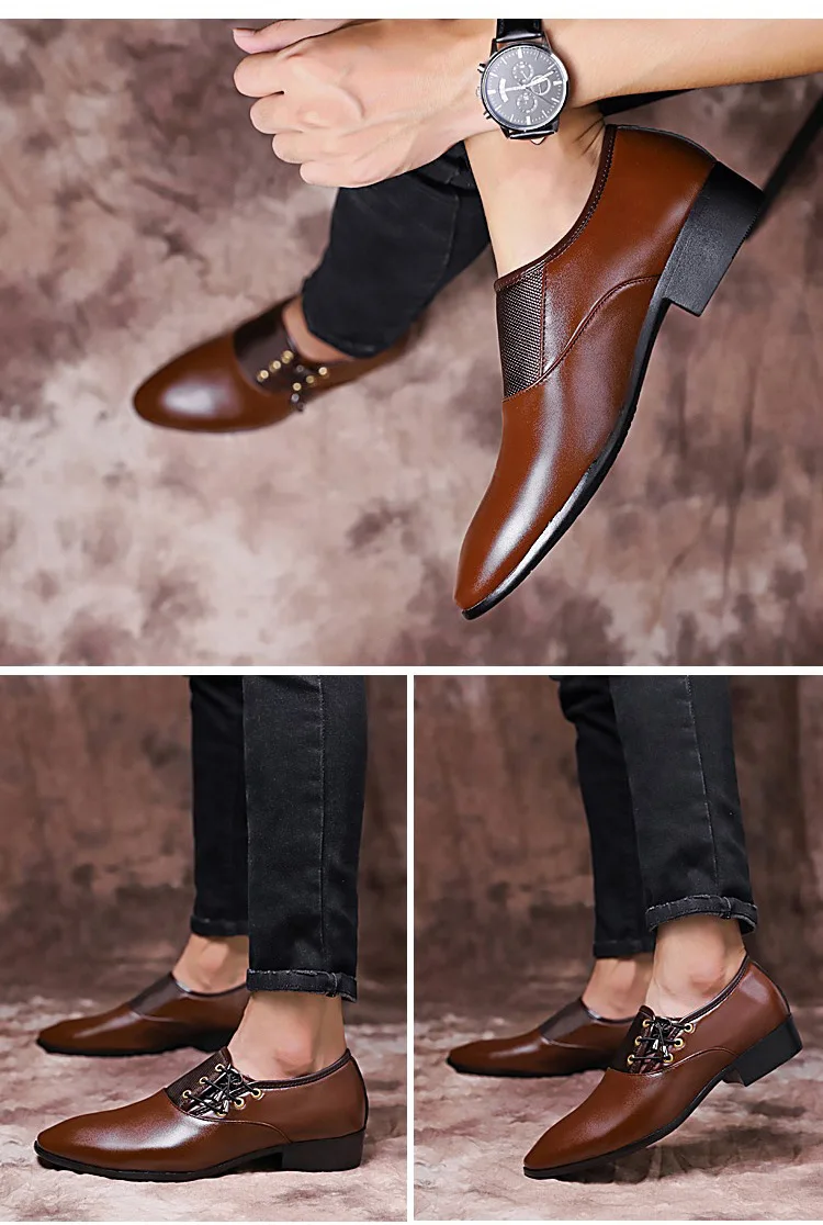 2018 недавно Для мужчин качество лакированные кожаные туфли Zapatos de hombre большой размер 38-48 Черная кожа мягкая Человек платье Бизнес обувь