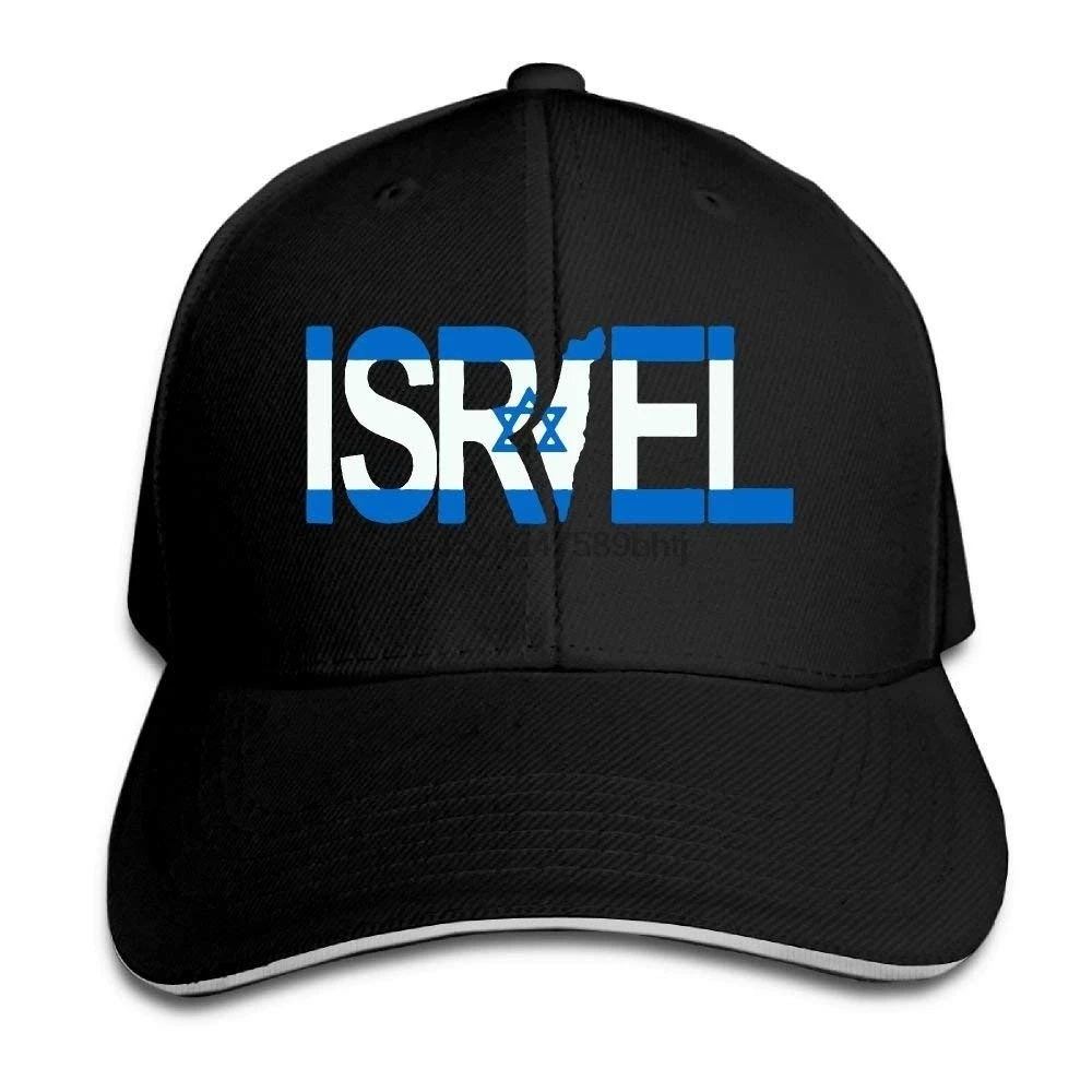 

Classic Unisex Baseball Hat Israel Text with Map Adjustable Curved Visor Hat