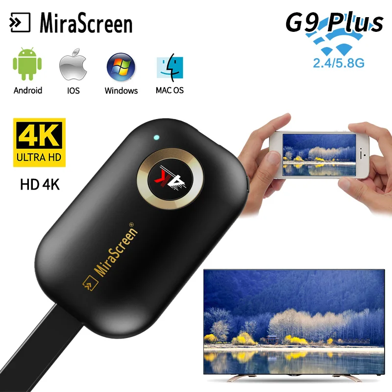 

G9Plus 4K Wireless AIR Play Wifi display hdmi dongle 2.4/5Ghz mirascreen TV stick mirroring Receiver Support IOS Android miracas