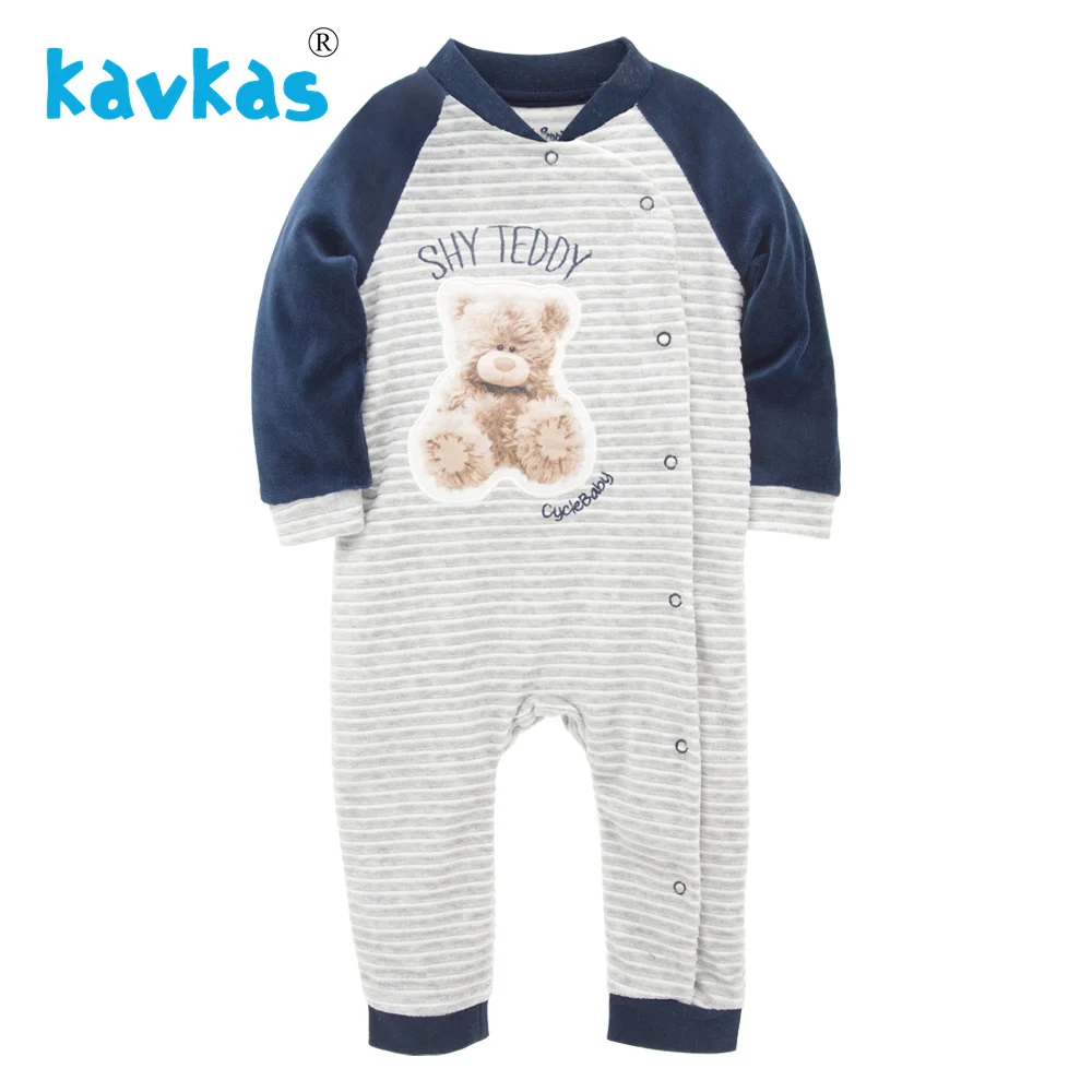Kavkas Одежда для маленьких девочек зимние теплые комбинезоны с длинными рукавами пижама с принтом медведя Bebes Menina - Цвет: PY1166