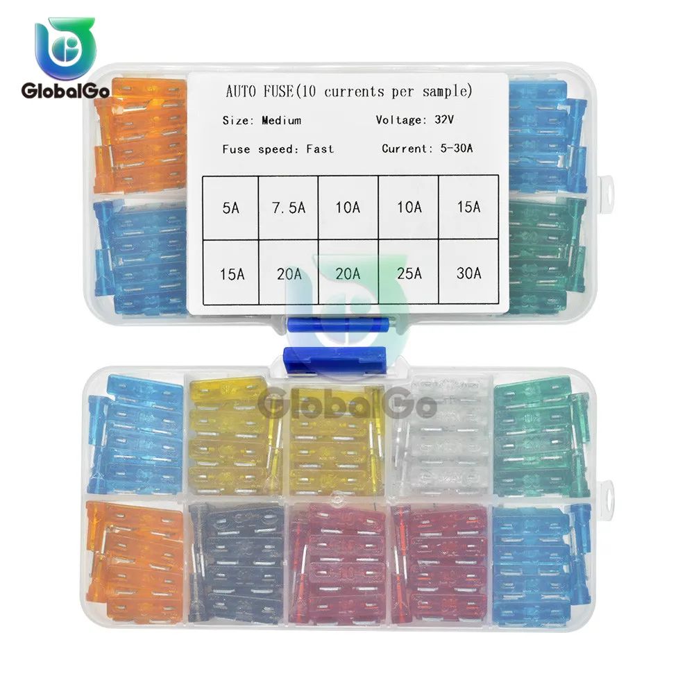 100pcs/Lot Mixed Mini Blade Fuse 5A 10A 15A 20A 25 30A AMP Set For Truck Boat Auto Car Fuse Clip Removal Tool