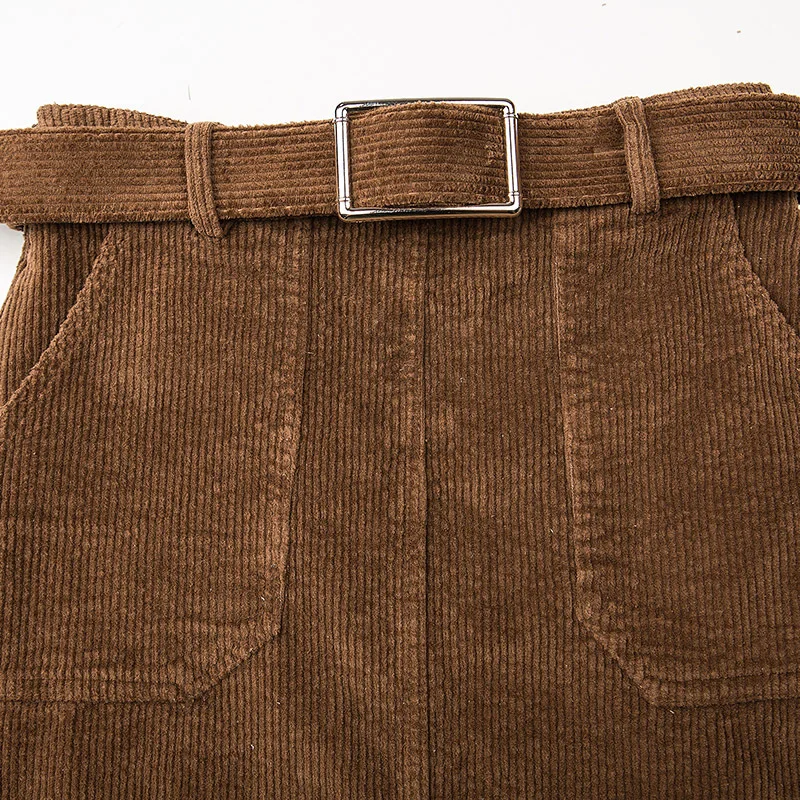 3XL осень зима Вельветовая юбка миди для женщин Высокая талия с разрезом на поясе офисные юбки для девушек солидные официальные юбки размера плюс