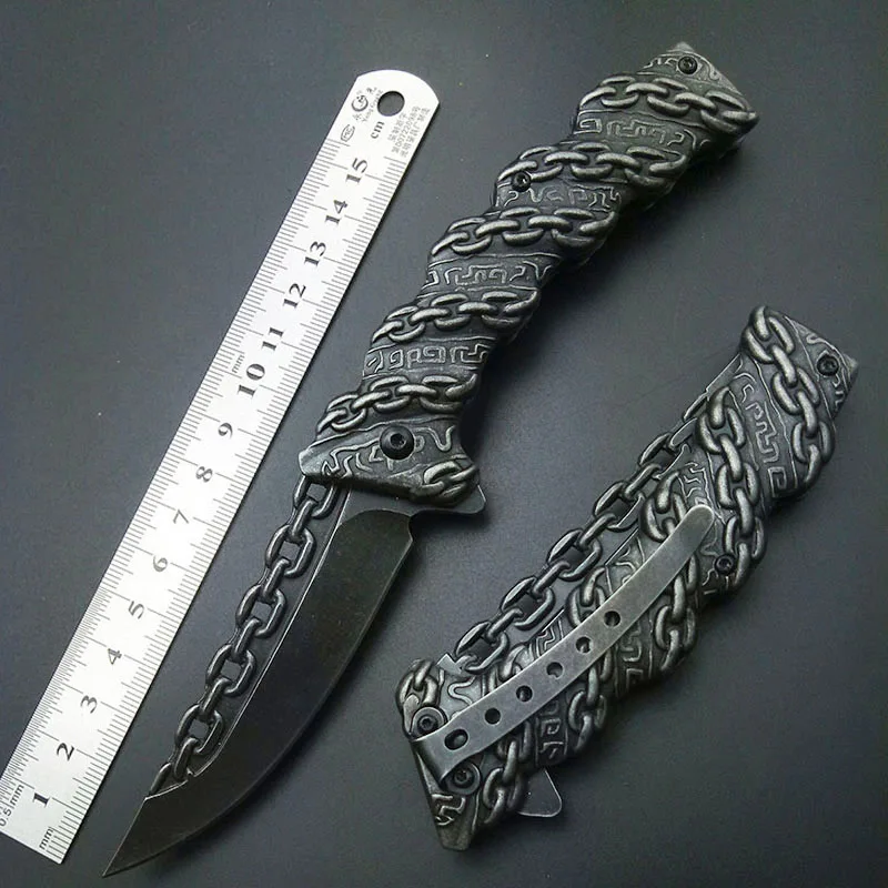 Baratos Cuchillo plegable de cadena de lavado a piedra cuchillos tácticos de hoja plegable herramientas de exterior cuchillos para trinchar todo de acero inoxidable 3D de alta calidad