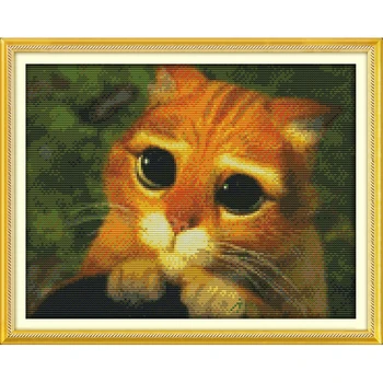 

Everlasting love Lovely cat Chinese cross stitch kits Ecological cotton stamped printed 11CT DIY new year decorations for home