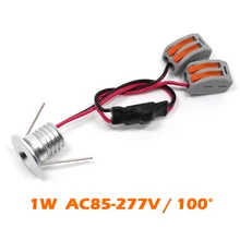 12 шт./лот 1 Вт Супер Мини встраиваемые светодиодные прожекторы ювелирный шкаф AC85-277V высоковольтный светодиод Освещение сертифицирован ce rohs
