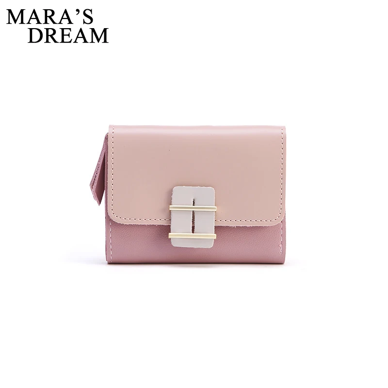 

Mara's Dream Slim Women Short Wallets Small Wallet Solid Simple PU Leather Vintage Ladies Girls Coins Purse Card Holder Carteira