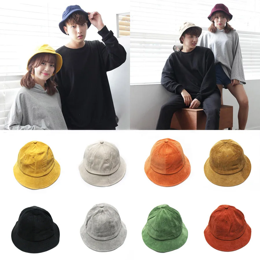 Panama Corduroy Bucket Hat Men Women Boonie Cap Solid Colorful Dancing  Sport Fishing Dad Hats Striped Vintage Fisherman Caps