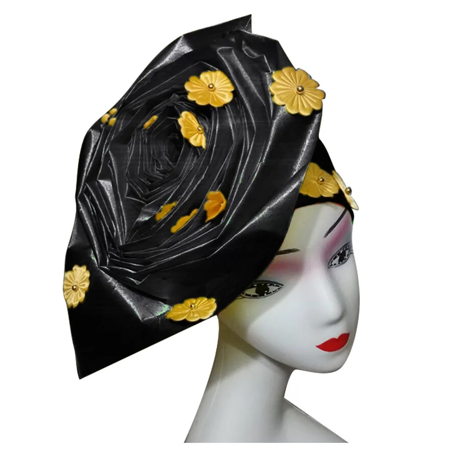 Auto gele nigerian gele headtie already made auto hele turban cap african aso ebi aso oke headtie 2018 (4)
