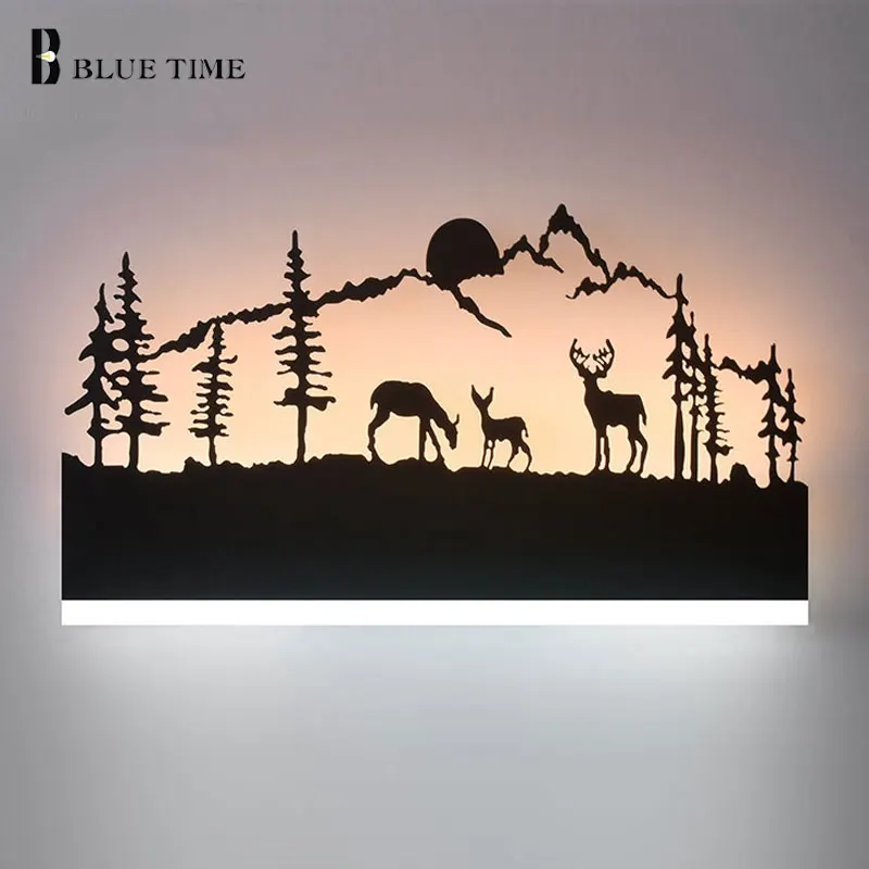 

Creative Modern Led Wall Lamp For Living Room Bedroom Coffee room Bar LED Lustres Sconce Wall Light Wandlamp Black L38cm 12W