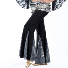 Костюм для танца живота длинные штаны с блестками для занятий танцами брюки для йоги и танцев школьные костюмы оптом SF324