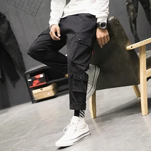 Прямые мешковатые черные/хаки брюки-карго с несколькими карманами, уличная одежда для бега, повседневные панковские винтажные рабочие штаны, спортивные штаны