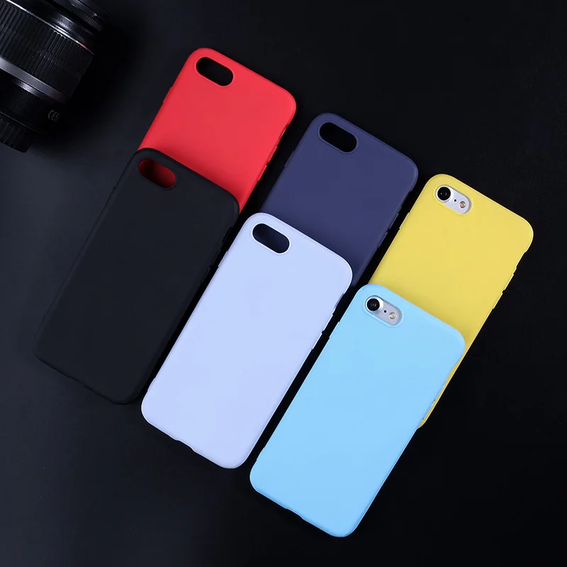 

Candy Solid Case For iPhone 7 8 Cases Luxury TPU Cover For iPhone XR 7 Plus 8 Plus 6 6S 5 SE 5S Xr X XS Max Soft Silicone Fundas