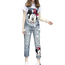 Новинка весна осень модные женские джинсовые комбинезоны с блестками свободный джинсовый с дырками Универсальные женские джинсовые брюки