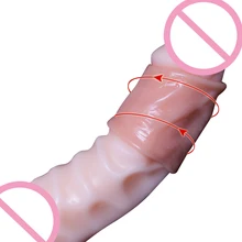 Reuse Condom Penis Time Delay Intimate Goods For Men Dildo Condoms Penis Sleeve for Adult Enlargement Lasting Cock Rings Strapon