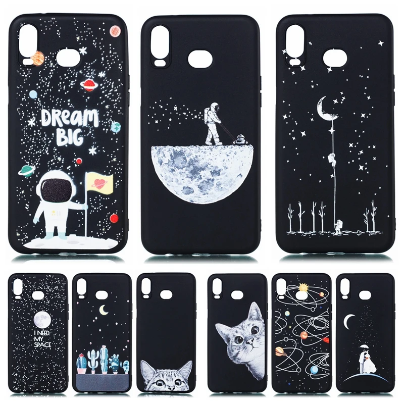

Space Moon Astronaut Phone Case on for Samsung Galaxy A6 Plus 2018 Case for Samsung A6S A 6 A6Plus 2018 Soft Silicone Back Cover