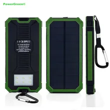PowerGreen Solar Battery Charger 15000mAh Double Output Solar Powerbank Battery Pack for LG Phone with Carabiner Design