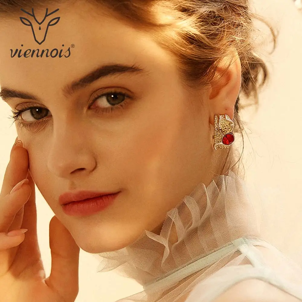 

Viennois Stud Earrings Vintage Retro Style Gun/Gold Rhinestone Crystal Earring with for Women Earrings