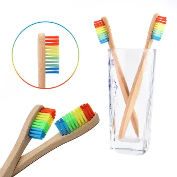 

1 PC Eco-Friendly Colorful Head Bamboo Toothbrush Wholesale Environment Wooden Rainbow Bamboo Toothbrush Oral Care Soft Bristle