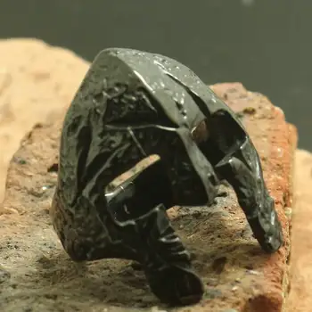 

Mens Boys 316L Stainless Steel Cool Black Warrior Mask Skull Ring