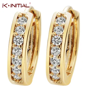 1Pair Small Hoop Earrings 24K Gold Cubic Zirconia Round Hoop Earrings Filled Clear Womens Earrings Surgical Steel Hoop Jewelry
