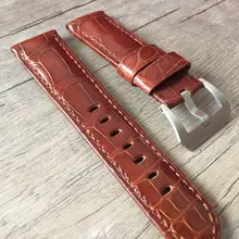 Handmade Crocodile Leather Watchbands, 24MM Brown American Crocodile Leather Strap, Classic Pattern Watchbands, Fast Delivery