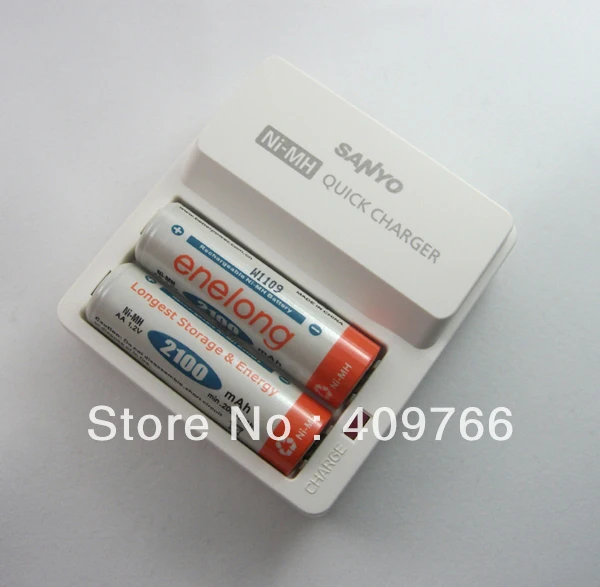 Original SANYO NC TDR02 Hi MH Quick Battery Charger + 2 X Enelong AA 1