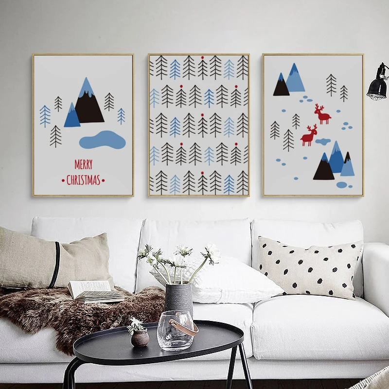

FGHGF Modern Simple Nordic Art Abstract Winter Forest Canvas Painting Art Print Poster Picture Child Bedroom Wall Decor