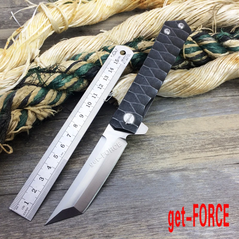 get FORCE Steel Ball Bearing Folding Blade Knife,D2 Steel Hunting